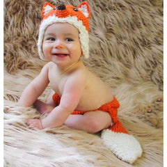 MOMISY Baby Photography Props, Fox Outfit, Includes Hat & Long Tailed Nappy for Kids Parties Anniversaries Photography, Orange