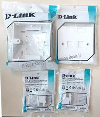 MakWorld Combo 2 RJ45 CAT6E LAN I/O Network Keystone Jack + Gang Box + Dual Port Face Plate (Pack of 1)