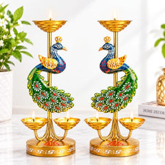 Festive Elegance Peacock Theme Decorative Tealight Stand | traditional handmade