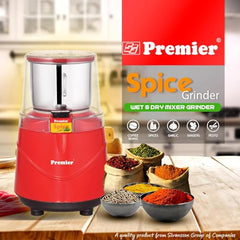 Premier Spice Grinder | 350W Wet & Dry Multifunction Food Grinder | Stainless Steel Herbs, Spices, Nuts, and Coffee Grinder for Home & Office with Detachable Jar