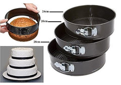 Syga 3Pcs Non-Stick Springform Cake Pan, Baking Tray,Round, 24/26/28cm,Black