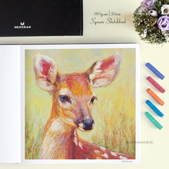 MENORAH - Artist Square Sketch Book - 180 GSM - Square Drawing Book - (100 Pages/50 Sheets) - Hard Metal Spiral Bound - (15.0 cm x 15.0 cm) - Pink