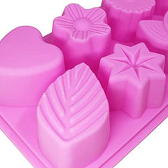 SYGA 8 Cavity Different Leaves Designs Muffins Jelly Candle Soap Silicone Mould (Colour May Vary)