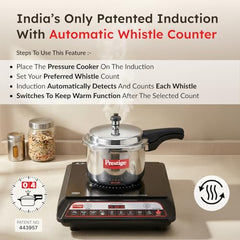 Prestige PIC 20 WIZ 1600W Induction Cooktop(Black, Automatic Whistle Counter, Indian Menu Option)