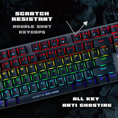 Cosmic Byte CB-GK-25 Pandora TKL Mechanical Keyboard Upgraded with Swappable Outemu Blue Switches and Rainbow LED (Black/Grey)
