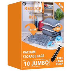 GONGSHI Plastic 24 Pack Vacuum Storage Bags with Electric Pump, (5 Jumbo, 5 Large, 5 Medium, 5 Small, 4 Roll Up Bags) Space Saver Bag for Mattress, Blanket, Duvets, Comforters,Travel, Transparent