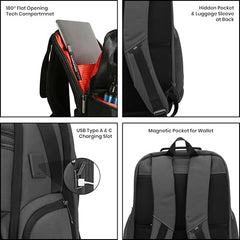 ICON The Overnighter Laptop Backpack 30L | Durable Oxford Fabric, Fits 15.6" Laptops | USB Charging Port, Luggage Sleeve | Water-Resistant, Multipurpose Unisex Bag for Short Trips - Blue.