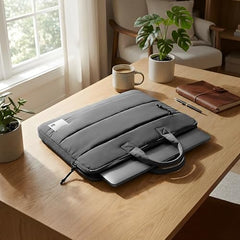 DailyObjects Stria Pro Laptop Bag with Handle| Recycled Durable Polyester | Compatible with Laptop/MacBook Air/Pro Upto 15 Inch| Water Resistant|Padded Compartment with Zip Closure -Black