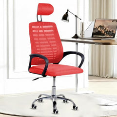 Casa Copenhagen Mesh Mid Back Office/Study/Computer/Revolving/Desk Chair for Work from Home -Metal Base, Height Adjustable Seat - Grey Milange & Black Handle