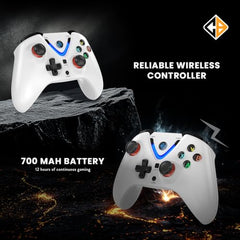Cosmic Byte ARES Wireless Controller for PC, Hall Effect Joystick & Triggers, Dual Vibration, Backit ABXY Buttons, Turbo, Auto Turbo (White)