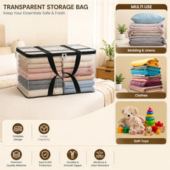 Storite 2 Pack Moisture Proof Nylon Underbed Storage Bag For Clothes Large | (54 x 46 x 28 cm) - BlackRed, Rectangular