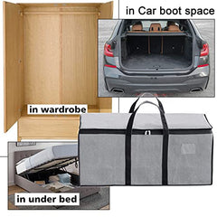 Storite Jumbo Super-Size 81 L Canvas Moisture Proof Heavy Duty Storage Bag | for Toys/Stationery/Blankets/Clothes/Moving Bags MultiPurpose With Strong Reinforced Handles Rectangular Cream (87x26x36 cm)