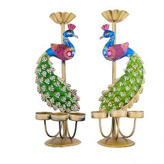 Festive Elegance Peacock Theme Decorative Tealight Stand | traditional handmade