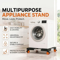 Yemark Heavy Duty Washing Machine Trolley Stand 40-64 cm | Adjustable Appliance Base with Wheels & Lock | Anti-Slip Refrigerator Stand for Fridge, Cooler, Dishwasher & Washing Machine