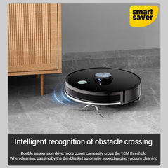 Smart Saver Vacuum Robot Cleaner – Advanced LDR Laser Navigation, 4500 PA Suction, 3-Level Adjustment, No-Go Zone, 280ml Electric Water Tank, 480ml Dust Box, Breakpoint Resume