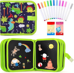 Erasable Doodle Book Set for Kids, Reusable Magic Drawing Book with Watercolor Pens, Road Trip Car Game Writing and Painting Set for Boys and Girls (Pink)