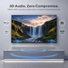 GOVO GoSurround 1000 Pro, 5.2.4 Channel, 800W Soundbar with True Dolby Atmos®, 6.5” Dual Subwoofer, Wireless Rear Satellites, HDMI/Optical/AUX/USB/Bluetooth, 3 EQ Modes, LED Display – Platinum Silver
