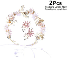 SYGA Bridal Hairband Earring Set Flower Pearl Hair Accessories For Women, Girls, and Kids Earring Dress Accessories For Wedding, Dance, Party, Events, Functions, Reception, Anniversary, Birthday