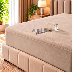 Trance Home Linen Premium 220 GSM+ 72"x36" Single Bed Size Cotton Terry Waterproof Mattress Protector | Elasticated Fitted Non-Toxic Bed Protector | Single Bed Mattresses Cover 72x36 inch, Brown