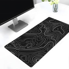 White Topographical XXL Gaming Deskmat 900x450mm – Extended Mousepad for PC