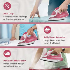 Havells TruSteam 1600 Watt Steam Iron with Self Cleaning Function|Vertical & Horizontal Ironing|220 ml Tank for Longer Ironing|High Steaming Rate upto 15 gm/min|2Yr Manufacturer Warranty(Pink)
