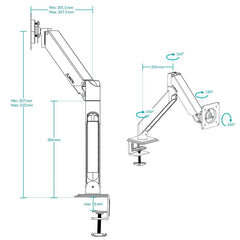 ARCTIC X1-3D - Desk Mount Gas Spring M0NITOR Arm for one Monitor, Monitor Stand for up to 40"/43" Ultrawide, up to 10 kg/22 Ibs, Cable Management, Tiltable, Swivelable, Height Adjustable - Black