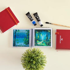 MENORAH - Artist Square Sketch Book - 180 GSM - Square Drawing Book - (100 Pages/50 Sheets) - Hard Metal Spiral Bound - (15.0 cm x 15.0 cm) - Pink