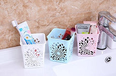 SYGA 4 Pieces Plastic Square Shape Storage Pen Holder_Pink