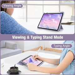 ProElite Case for iPad Air 11 Inch M4/M3/M2 2026/2025/2024, iPad Air 10.9 inch 5th/4th Gen & iPad Pro 11 inch 4th/3rd Gen 2022 case Cover, Transparent Smart Flip Cover with Pencil Holder, Lavender