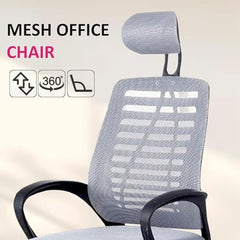 Casa Copenhagen Mesh Mid Back Office/Study/Computer/Revolving/Desk Chair for Work from Home -Metal Base, Height Adjustable Seat - Grey Milange & Black Handle