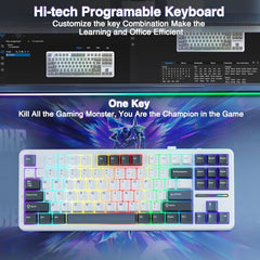 AULA F75 Pro Wireless Mechanical Keyboard,75% Hot Swappable Custom Keyboard,RGB Backlit,Pre-lubed Linear Switches,Side Printed PBT Keycaps Mechanical Gaming Keyboards,Gradient Purple