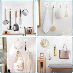 Shivstor 15 Pack Self Adhesive WallHook Heavy DutyHook for Hanging Without Drilling Transparent Nail Free StickyHook Strong Wall Hanger Set of 15 FlowerHook for Kitchen Bathroom Home Storage