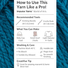 WOAFASHIONS - World of Arts Impulse Hand Knitting & Crochet Yarn, Premium Acrylic, 4 : Medium (Anchor Grey) (100gms / 3.5oz / 200mtr / 218yds)