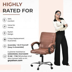 GOYALSON Ergonomic Revolving Office Home Swivel Desk Chair with Adjustable Height Smooth Moving (2, Black, Standard)