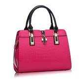 SYGA Leather Hand-Held Crocodile Pattern Women's Bag Single-Slant Handbag(ROSE RED)