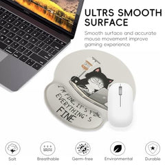 ZORBES® Mouse Pad with Wrist Support, Funny Cat Ergonomic Mouse Pad | I'm Fine Motivational Memo Design, Soft Gel Rest, Non-Slip Mouse Mat for Office Home