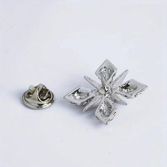 SYGA Men's Collar Pin, Cross Design, Silver Tone with Crystals, Blue