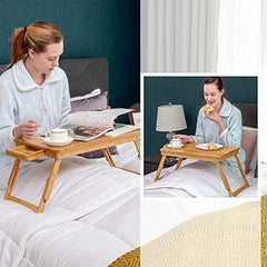 Snazzy Bamboo Wood Extra Large Multi Tasking Height Adjustable Foldable Portable Laptop Table, Activity Table/Study Table/Writing Study On Bed Table for Home (55 * 35 * 22-30)