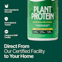 MYHERB Plant Protein Powder | Pea And Brown Rice Protein Powder | Vegan High Protein Powder | 27 gm Protien,21 Vital,6 gm BCCAs |Sugar Free|For Men,Women (500 g (Pack of 1), Chocolate)