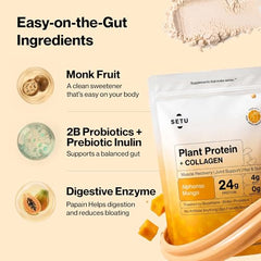Setu Plant Protein + Veg Collagen | 24g Protein with Glutathione & Biotin | Pea & Rice Isolate | For Muscle, Skin & Hair | Protein Powder for Men & Women | Alphonso Mango Flavour | (1 Sachet Single Serve)