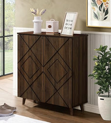 DeckUp Zara Engineered Wood 2-Door Shoe Rack (Walnut, Matte Finish)
