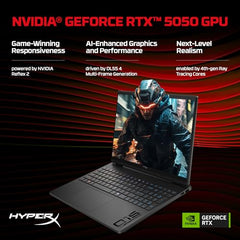 HP Smartchoice HyperX OMEN 15, AMD Ryzen 7 260, 8GB-RTX 5050, 24GB DDR5 (Upgradeable), 1TB SSD, 180Hz, 2.5K, 500 nits, 3ms RT, 15.3''/38.9cm, Win11, Office24, Black, 2.42kg, gb0038AX, AI Gaming Laptop