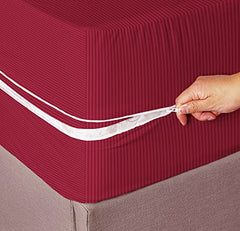 HOMEKART Premium Cotton 220TC 78 x 72 x 8 King Size Double Bed Mattress Cover Protector with Zip/Chain|Provides All Around Protection - 1 pc Multicolor (Grey, 78 x 72 x 8)