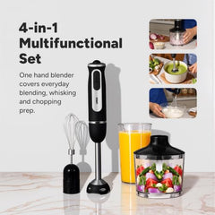 LINSO FULL STACK 1100W India's 1st Anti-Scratch 4-in-1 Hand Blender | 2-Year Warranty | 8 Speeds + Turbo | 860ml Chopper + Egg Whisk + Beaker | SS304 Blade | UK-Based Brand | Pure Copper DC Motor