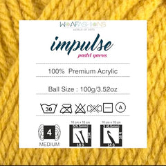 WOAFASHIONS - World of Arts Impulse Hand Knitting & Crochet Yarn, Premium Acrylic, 4 : Medium (Anchor Grey) (100gms / 3.5oz / 200mtr / 218yds)