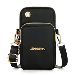 MOMISY Small Cross Body Bag, Multifunction 3 Layer Mini Shoulder Bag Phone Purse Armband with Headphone Port for Teens Girls Ladies Women (Black)