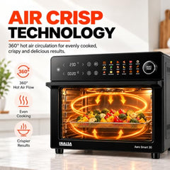 INALSA Air Fryer Oven 30 Ltr, 1800 W, Multi-Cooker, Air Fry, Aero Smart 30 | Stainless Steel Air Fryer Interior, 18 Preset, 9 Accessories, Digital Display Oven