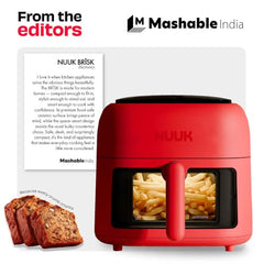 NUUK BRĪSK 6.5L 100% Toxin-Free Ceramic Air Fryer|ILAG® CeramicTech™|No Micro plastics, No PTFE, PFAS, PFOA|12 Cooking Presets|Digital Display|Shake Reminder|360° Even Cooking