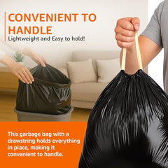 Amazon Basics Multipurpose Drawstring Garbage Bags | Large | 15 Count | Heavy Duty Garbage Bag | Jasmine Fragrant Garbage Bag | Odour Control | No Tear Removal