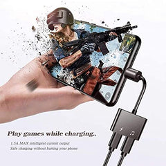 TQZEK 2in1 Light_ing 8pin to 3.5mm Adapter MFi Certified 20W Fast Charge & Hi-Fi Sound for Earphone Car Home Stereo AUX Audio Dongle for iPhone 14/13/12/11/XR/XS/X/8/7/6 Series iPad and iPod